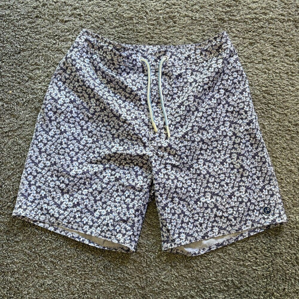 Johnnie-O Brava Lake Swim Shorts Trunks Lined Purple Floral Daisy Men’s Medium